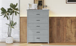 ZUN Retro American Country Style Wooden Dresser with 5 Drawer, Storage Cabinet for Bedroom, Light Gray WF324089AAE