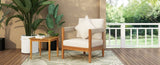 Acacia Wood Outdoor Club Chair with Handwoven Rope Accents & Curved Backrest - Water-Resistant Boho N767P265743N
