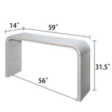 Washed white Console Table, 59in Entryway Table, Curved Waterfall-style Table,Console table with W2729P263653