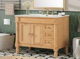 30-Inch Modern Bathroom Vanity, Solid Wood Frame MDF, 2 Doors 3 Drawers, Soft-Close Design, N729P299368N