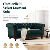 VIVALUX 59.44" Chesterfield Velvet Loveseat Sofa,2-Person Rolled Arm Dutch Plush Upholstered Sofa N762P178705F