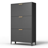 ZUN 3 Drawer All Steel Shoe Cabinet, Freestanding Shoe Rack Storage Organizer with Flip Door, Modern W1779109613