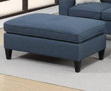 ZUN Reversible 3pc Sectional Sofa Set Navy Tufted Polyfiber Wood Legs Chaise Sofa Ottoman Pillows B01149073