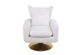 Classic Mid-Century 360-degree Swivel Accent Chair, White Teddy Fabric W1361104579