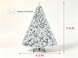 7.5 FT Snow Flocked Artificial Christmas Tree with 1010 Branch Tips, Hinged PVC Xmas Tree Foldable 21440792