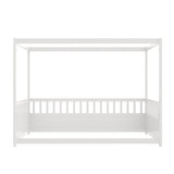 Twin Size Canopy Bed Frame with Guardrails for Kids,Floor Bed Twin with Four Poster Design,Kids W1858P252838