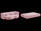 Modern Floor Sofa with 2 Pillows,Convertible Teddy Fabric Foam-Filled Sleeper Sofa Bed,15" Full Size 78597283