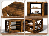58 Inch Rot Wood Color Double-Sided Cross Fireplace Cabinet with 18 Inch Fireplace Core, 149 * 40 * 54900712