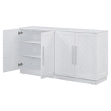 ZUN TREXM Sideboard with 4 Doors Large Storage Space Buffet Cabinet with Adjustable Shelves and Silver N715P192557K