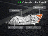 FOR 08-12 HONDA ACCORD SEDAN CHROME HOUSING AMBER CORNER HEADLIGHT HEAD LAMPS 32929479