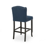 ZUN Vienna Contemporary Fabric Tufted Wingback 31 Inch Counter Stools, Set of 2, Navy Blue and Dark 64856.00NBLU