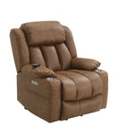 ZUN ACME Omarion Power Recliner w/Lift, Heating & Massage, Brown Leather Aire LV02997