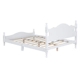 Queen Size Wood Platform Bed Frame,Retro Style Platform Bed with Wooden Slat Support,White WF310132AAK