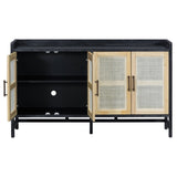 TREXM Rustic Sideboard with Decorative Rattan Doors and Adjustable Shelves for Entryway, Dining N715P203848B