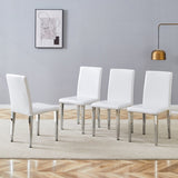 ZUN Four White PU dining chairs,Silver Metal Legs.Simple and versatile, comfortable and accompanied. W1151P269048