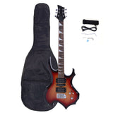 ZUN Novice Flame Shaped Electric Guitar HSH Pickup Bag Strap Paddle Rocker Cable Wrench Tool Sunset 57043845