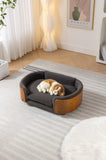 ZUN Scandinavian style Elevated Dog Bed Pet Sofa With Solid Wood legs and Walnut Bent Wood Back, W794125938