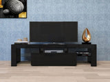Black TV Stand with LED RGB Lights,Flat Screen TV Cabinet, Gaming Consoles - in Lounge, Living W33115870