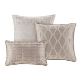 7 Piece Chenille Jacquard Comforter Set Taupe Cal King B03597091