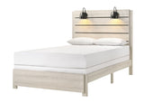 ZUN 1pc Rustic Style Butcher Block Finish Weathered Cream White Finish King Size Bed w/ Lamp Wooden B011P231373