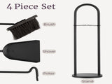 4PC Fireplace Tool Set with Poker, Brush, Shovel, and Stand 06234728