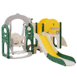 ZUN Toddler Slide and Swing Set 8 in 1, Kids Playground Climber Slide Playset with Basketball Hoop 64182676