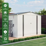8X6 FT Metal Outdoor Storage Shed, Tool Shed with Pitched Roof Waterproof with Side Window and W3213P309388
