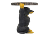 22.17"H Black Dog Side Table Pedestal End Table Stool, MGO Dog Statue Hand Painted Sculpture for N765P412507B