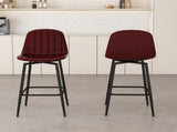 Modern Bar Stools with Swivel Mechanism, PU Padded Seats with Back Support & Metal Legs Ideal for W2699P358874