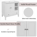 ZUN 30" Bathroom Vanity Base Only, Solid Wood Frame, Bathroom Storage Cabinet with Doors and Drawers, 89903738