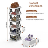6 Tier Foldable Shoe Rack Vertical Shoe Organizer Narrow Shoe Rack for Small Spaces Space Saving 87894417