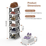 ZUN 6 Tier Foldable Shoe Rack Vertical Shoe Organizer Narrow Shoe Rack for Small Spaces Space Saving 87894417