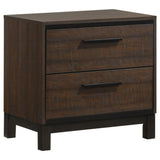 ZUN Rustic Tobacco and Dark Bronze 2-drawer Nightstand B062P145513