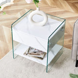 Bedside table with drawers. The board surface is MDF with white grain sticker, and both sides are W1512P348777