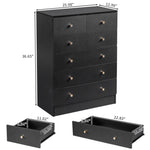 ZUN [FCH] Modern Simple 6-Drawer Dresser Black 17252659