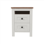 ZUN 2-Drawer Farmhouse Wooden Nightstand Well-proportioned Design and Sleek Lines, Wood Side Table WF317945AAK