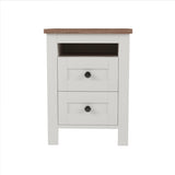 ZUN 2-Drawer Farmhouse Wooden Nightstand Well-proportioned Design and Sleek Lines, Wood Side Table WF317945AAK