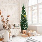 6ft Slim Pencil Christmas Tree - Space-Saving Design for Small Corners, 400 Realistic PVC Branches 07280669