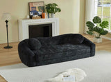 86-inch Curved Convertible Sofa Recliner, 2-in-1 Frameless Folding Sofa Bed with Pull-Out Base and W3505P452820