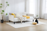 Elena Twin Size Ivory Boucle Upholstered Daybed, Ribbed Tufted Backrest, Daybed in Lavish Modern B083P163439