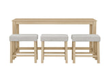 59 Inch Bar, Dining, Sofa with Power Outlet, 3 Upholstered Stools, 4 Piece Bar 15585597