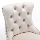 26" Counter Height Bar Stools Set of 2, Modern Velvet Barstools with Button Back&Rivet Trim W1143112576