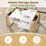 ON-TREND High Glossy Coffee Table with 2 Drawers, Practical Two Tone Center Table with Hidden N721P205792K