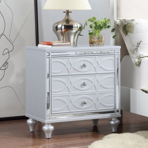 ZUN Contemporary Nightstands with mirror frame accents, Bedside Table with two drawers and one hidden W1998131734