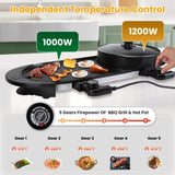 Dual-Electric 2 in 1 Hot Pot & Grill Combo, 2200W Rapid-Heat Indoor , 3.7 QT Non-Stick Hotpot 40130356