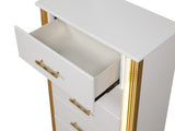 Obsession Contemporary Style 5-Drawer Chest Made with Wood & Gold Finish B009P152666