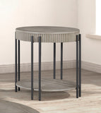 1pc Contemporary Round End Table with Storage Shelf Black Brown Tan / Beige Finish Living Room B011P245447