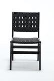 ZUN Hengming saddle leather woven dining chair, solid wood legs, suitable for dining and living W212106055