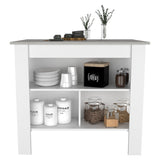 ZUN Brooklyn Kitchen Island, Three Concealed Shelves B128P148880