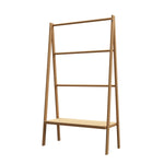 ZUN Bamboo Ladder Towel Rack with Storage Shelf W2207P147173